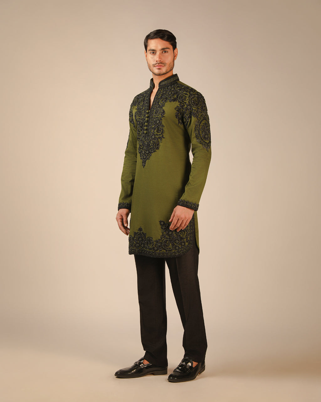 Zarveen Olive Embroidered Kurta Set