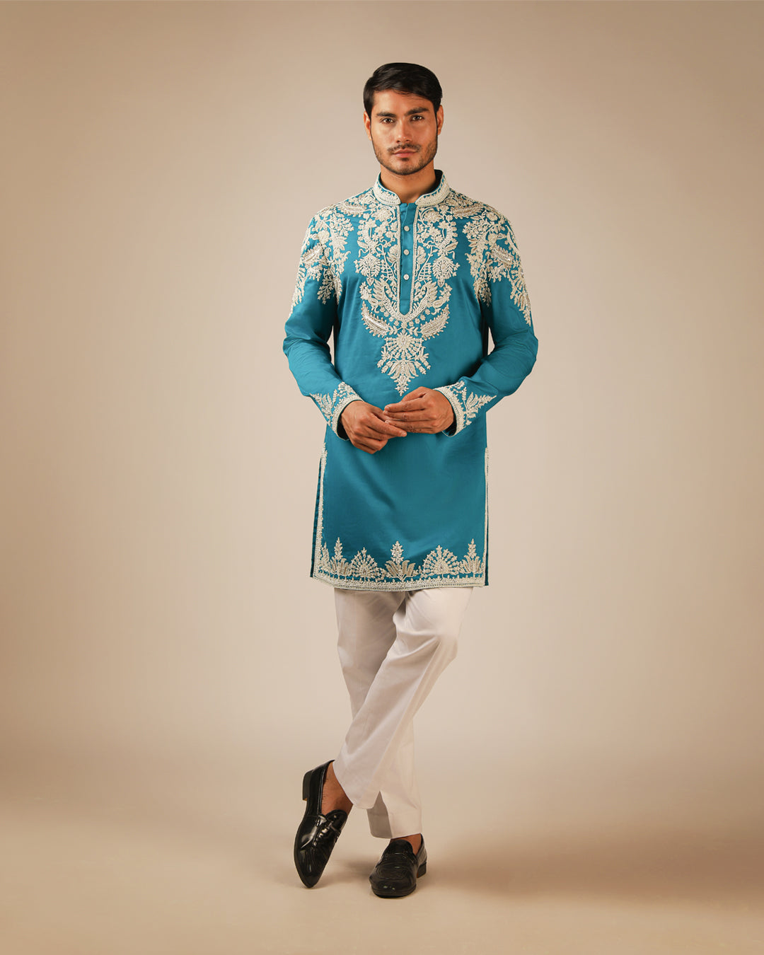 Teal Heritage Zari Kurta