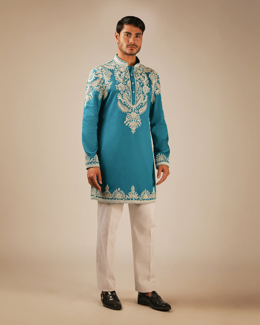 Teal Heritage Zari Kurta