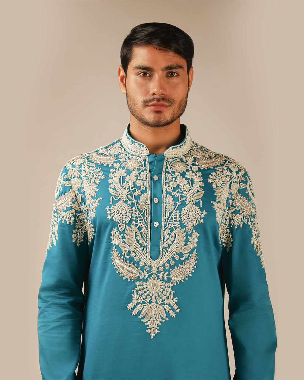 Teal Heritage Zari Kurta